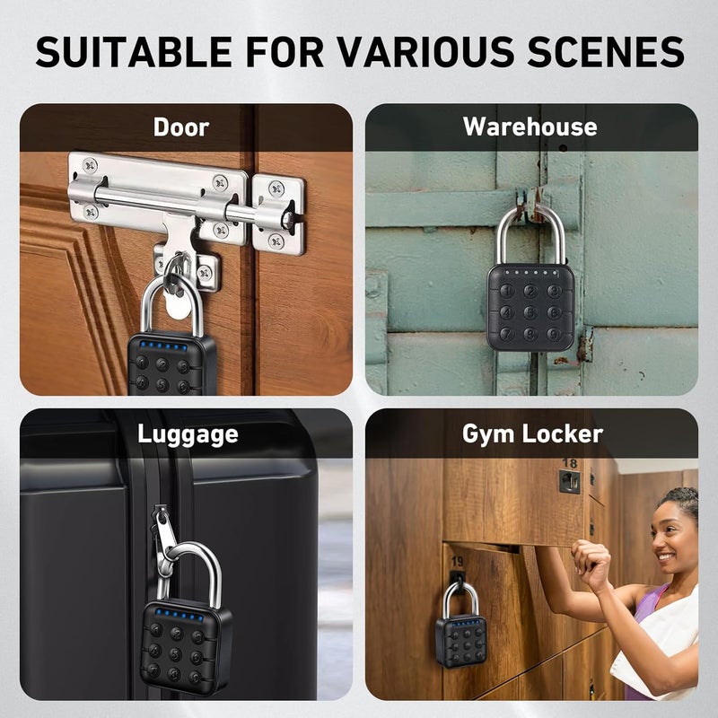 AuntyFey Smart Combination Lock for Locker, Digital Padlock for Gym Locker Lock with APP, 6 Digit Combination Lock, Waterproof Outdoor Gate Lock Padlock for School, Gym, Fence, Travel - Image 3